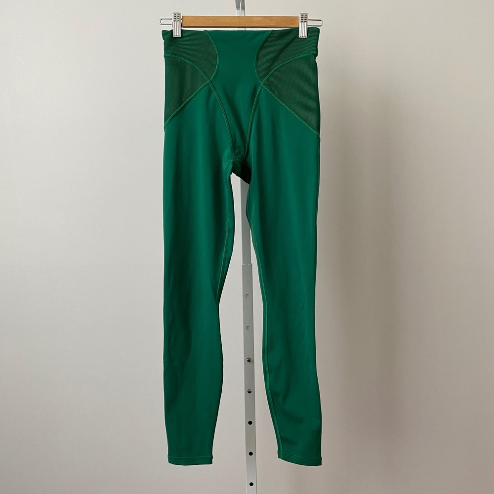 Savage X Fenty Sporty Chic Yoga Performance Ribbed High Waist Leggings S Green